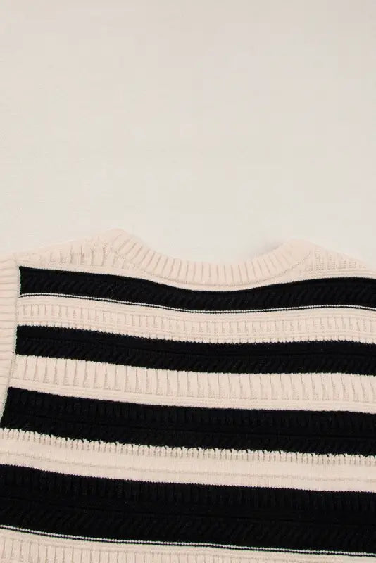 Knit tank top - black stripe ribbed trim - sweater vests