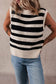 Knit tank top - black stripe ribbed trim - sweater vests