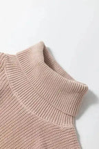 Knit Tank Top - Oatmeal Solid Color Turtleneck - Fashionfitz