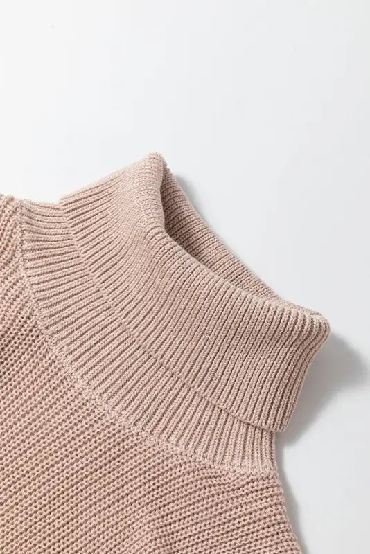 Knit tank top - oatmeal solid color turtleneck - sweater vests