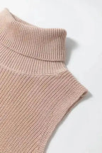 Knit Tank Top - Oatmeal Solid Color Turtleneck - Fashionfitz