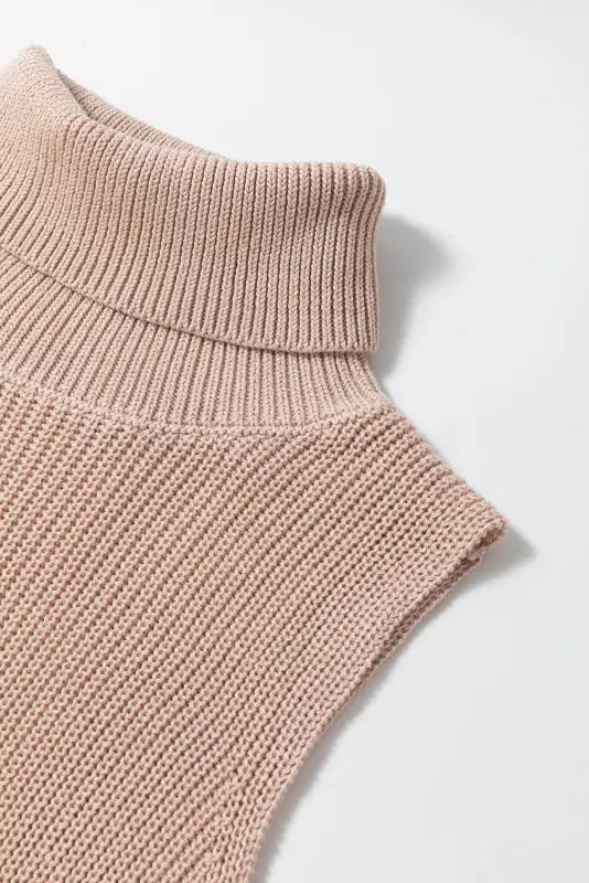 Knit tank top - oatmeal solid color turtleneck - sweater vests