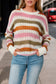 Knitted loose sweater - striped hollowed - sweaters