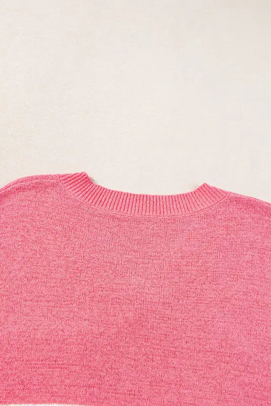 Summer women’s tops | knitted short sleeve top - strawberry pink