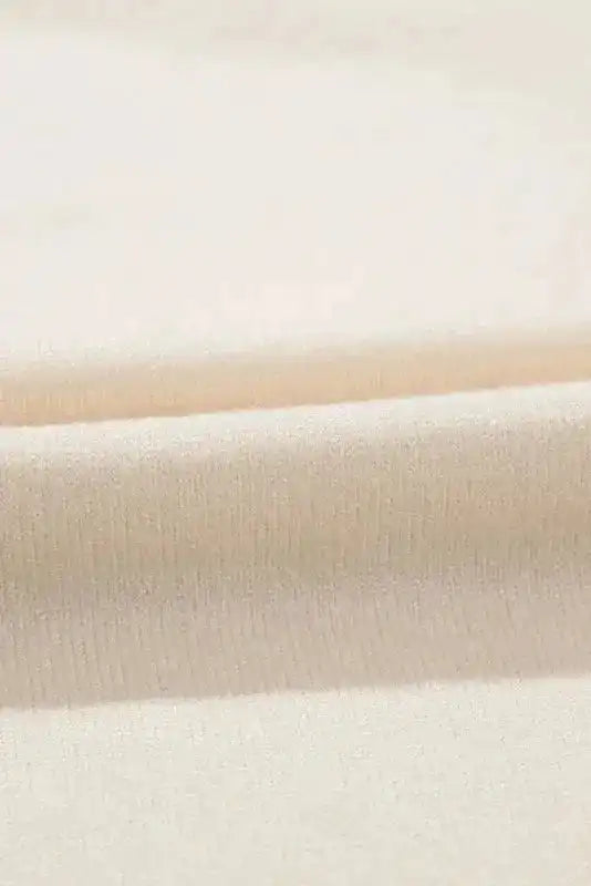 Knitted Top - Beige Flower Pattern Short Sleeve - Fashionfitz