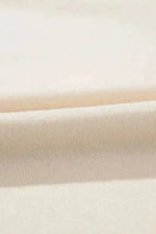 Knitted Top - Beige Flower Pattern Short Sleeve - Fashionfitz