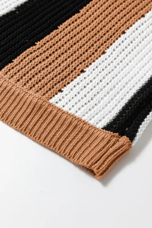 Knitted vest | khaki stripe color block | fashionfitz