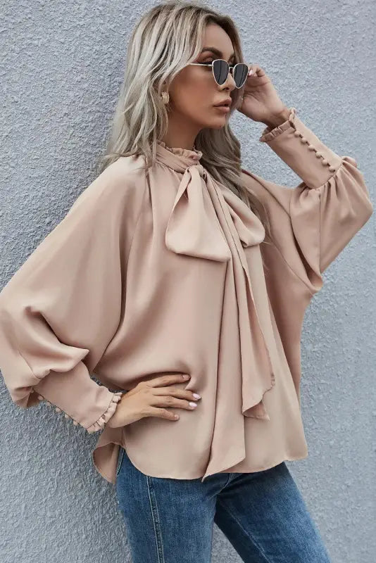 Elegant bishop sleeve blouse - women’s tops - fashionfitz