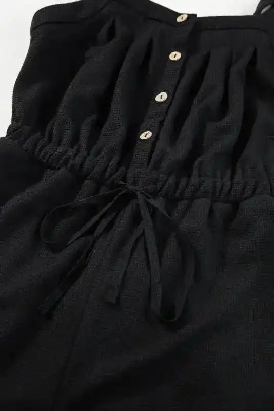 Knotted Straps Textured Drawstring Jumpsuit - Fashionfitz