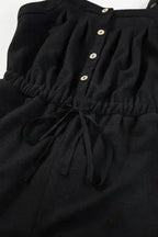 Knotted Straps Textured Drawstring Jumpsuit - Fashionfitz