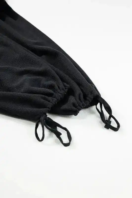 Knotted Straps Textured Drawstring Jumpsuit - Fashionfitz