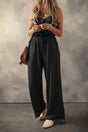 Knotted Straps Textured Drawstring Jumpsuit - Fashionfitz