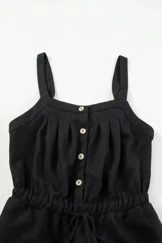 Knotted Straps Textured Drawstring Jumpsuit - Fashionfitz