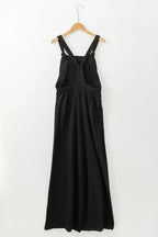 Knotted Straps Wide Leg Jumpsuit - Black - Fashionfitz