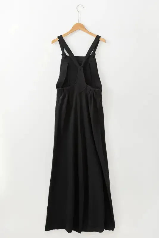 Knotted Straps Wide Leg Jumpsuit - Black - Fashionfitz