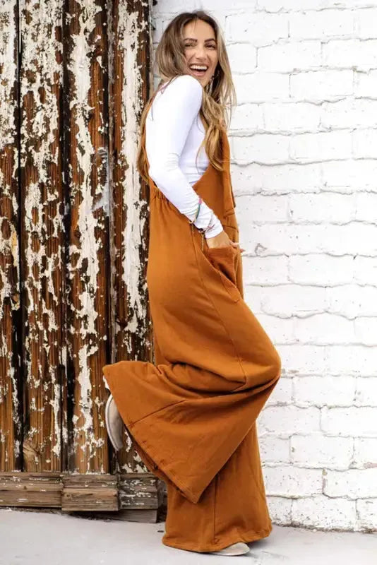 Knotted Straps Wide Leg Jumpsuit - Black - Fashionfitz