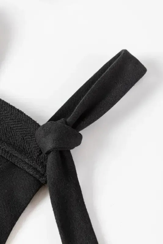 Knotted Straps Wide Leg Jumpsuit - Black - Fashionfitz