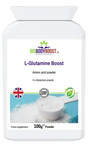 L-Glutamine Boost Amino Acid Supplement — pure L-glutamine for gut lining, muscle recovery and immune health, 90 vegan capsules, BioBodyBoost UK