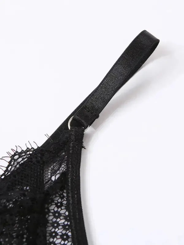 Lace 3 Piece Garter Lingerie Set - Fashionfitz