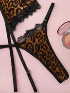 Lace 3 Piece Garter Lingerie Set - Fashionfitz