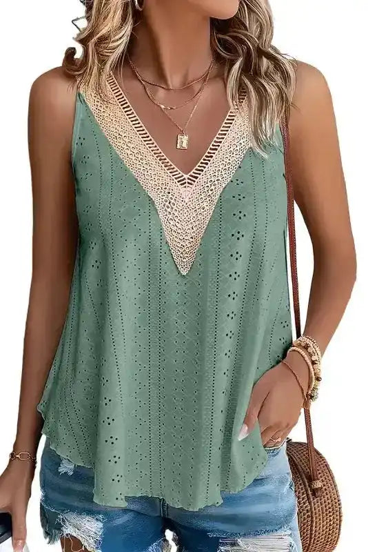 Lace Crochet Loose Fit Tank Top - Fashionfitz