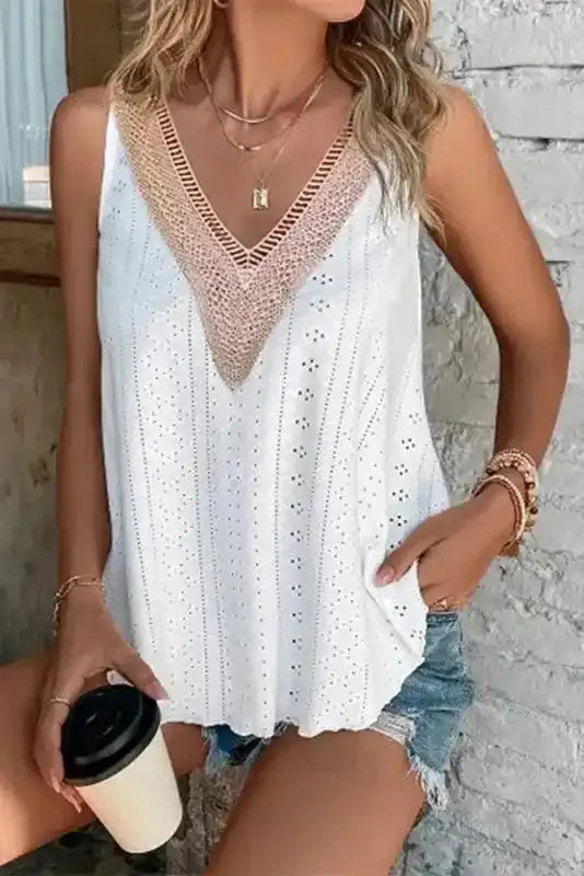 Lace Crochet Loose Fit Tank Top - Fashionfitz
