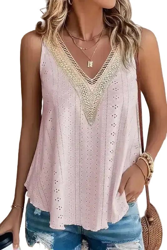 Lace Crochet Loose Fit Tank Top - Fashionfitz