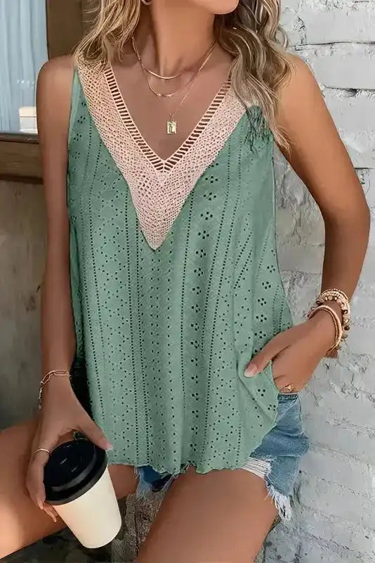 Lace Crochet Loose Fit Tank Top - Fashionfitz