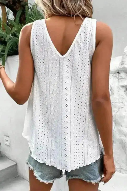 Lace Crochet Loose Fit Tank Top - Fashionfitz