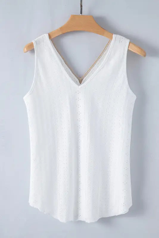 Lace crochet loose fit tank top - tops