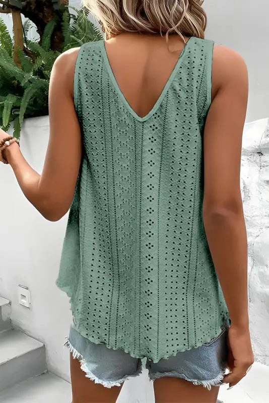 Lace crochet loose fit tank top - tops