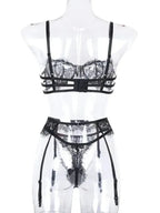 Lace Dreams 3 Piece Garter Set - Lingerie - Fashionfitz