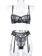 Lace Dreams 3 Piece Garter Set - Lingerie - Fashionfitz