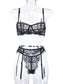 Lace dreams 3 piece garter set - lingerie - black / s - sets