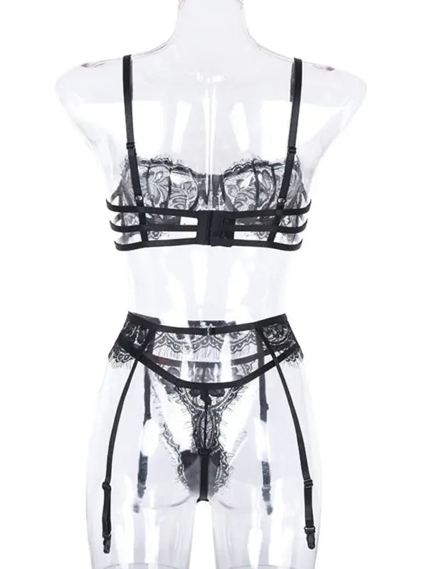 Lace dreams 3 piece garter set - lingerie - sets