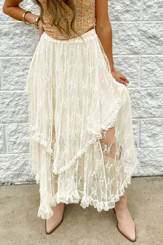 Lace maxi skirt - cascading tiered by fashionfitz