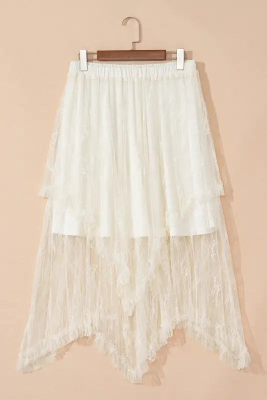 Lace maxi skirt - cascading tiered by fashionfitz