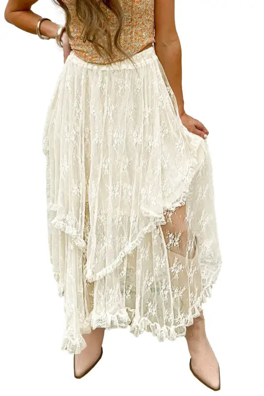 Lace maxi skirt - cascading tiered by fashionfitz