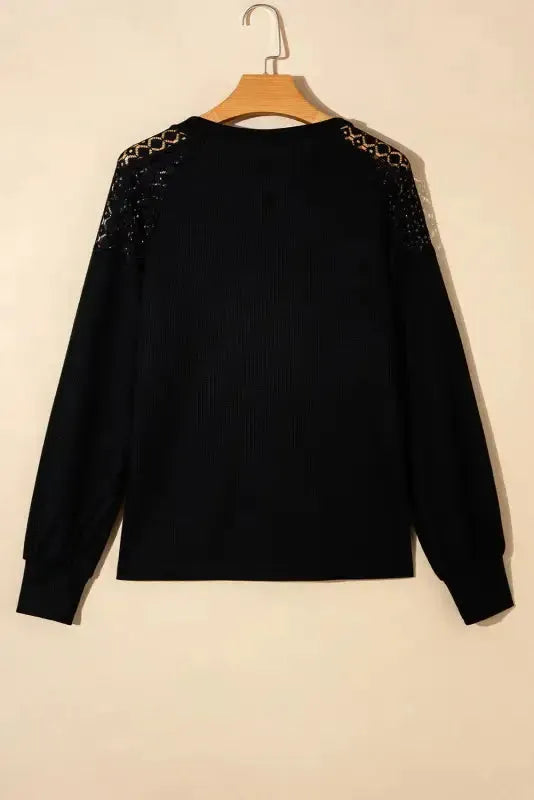 Lace Sleeve Textured Top - Fashionfitz