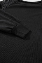 Lace Sleeve Textured Top - Fashionfitz