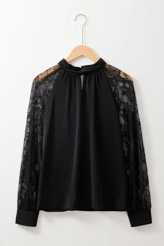 Lace sleeves blouse - black | fashionfitz