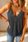 Black lace splicing v neck cami top - tank tops