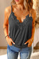 Black lace splicing v neck cami top - tank tops