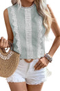 Tank Tops Green Stripe / S / 100%Polyester Lace Stripe Tank Top