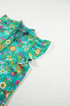 Lace Trim Tropical Floral Blouse - Fashionfitz