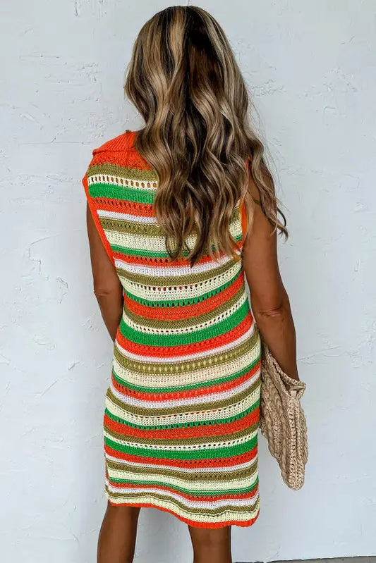 Lacestripe crochet dress - striped elegance | fashionfitz