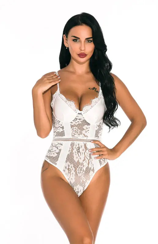 New lover lace teddy lingerie - off white / s
