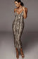 Ladies sleeveless v-neck leopard print dress - snake pattern / s - bodycon dresses