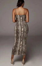 Ladies Sleeveless V-Neck Leopard Print Dress - Fashionfitz