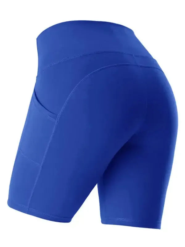 Ladies Stitching Five Point Sports Pocket Tight Fitness High Waist Hip Lifting Cycling Yoga Shorts - Fashionfitz